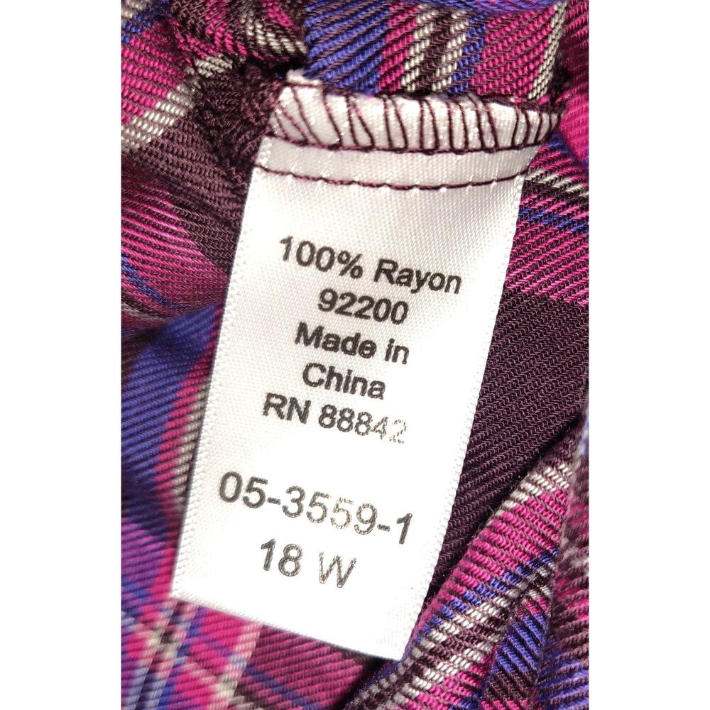 Roamans Plaid Dress PLUS 18W Purple Long Sleeve NEW Preppy Acadamia Teacher NWT - Picture 10 of 16